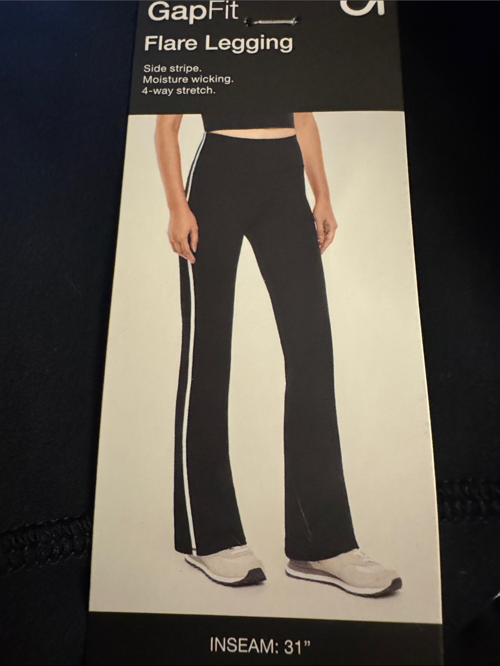 GAP Black Flare Leggings with White Side Stripe